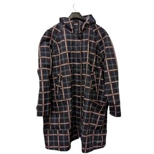 Arctic Expedition Plaid Preppy Rain Coat Navy Pink Pattern Plus Size 3X Hoooded
